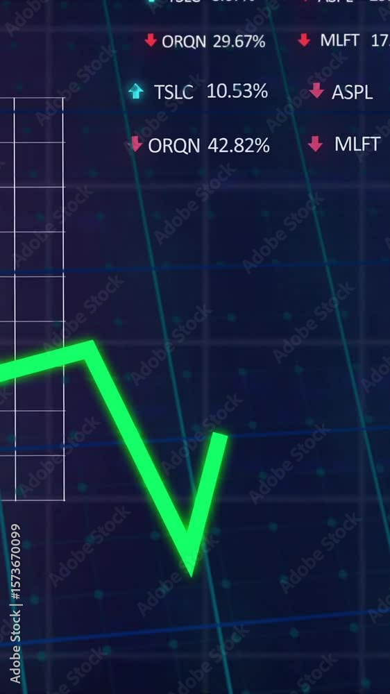 Poster animation of statistics and data processing over grid background