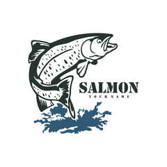 Salmon Fish logo design vector. Silhouette Salmon Fish Template Illustration. Icon Symbol