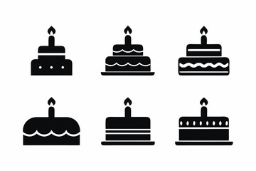 set of  Birthday Cake silhouette vector illustration