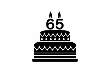 65 Years Birthday Cake silhouette vector illustration