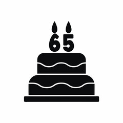 65 Years Birthday Cake silhouette vector illustration