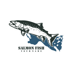 Salmon Fish logo design vector. Silhouette Salmon Fish Template Illustration. Icon Symbol