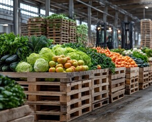 Fresh produce market interior