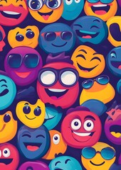 Fototapeta premium 137. Cartoon emoji face pattern in vibrant colors