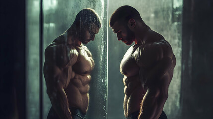 Muscular men torso view fitness portrait