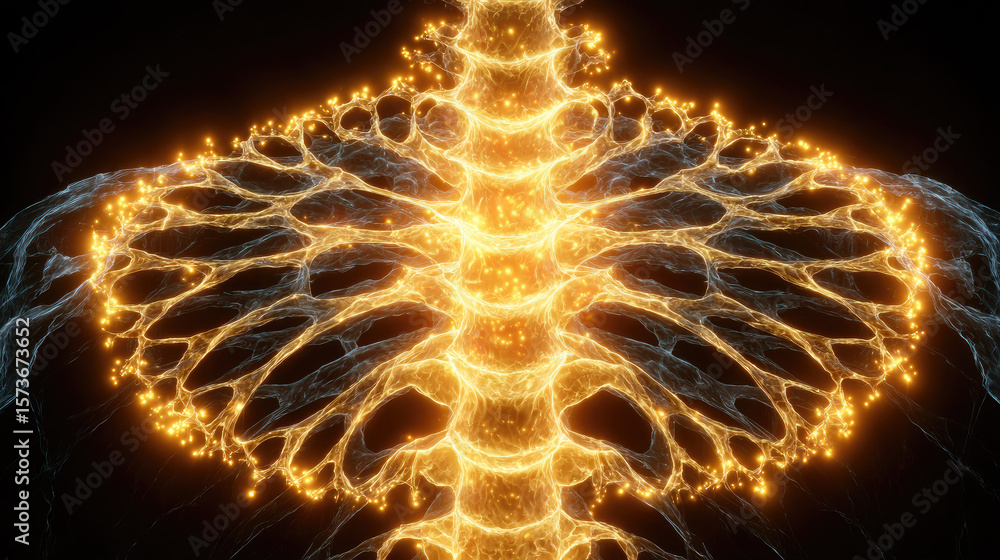 Aufkleber disc bulge and nerve compression concept. stunning visualization of neural networks glowing with ene