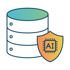 Data Privacy – Database with Shield Representing Protection of Personal and Sensitive Information in the Digital World of AI on Transparent Background. 