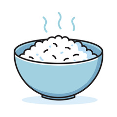 Illustration Vector Graphic Cartoon of a Bowl of Steamed Rice