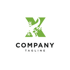 Letter X Gecko Logo Icon Vector
