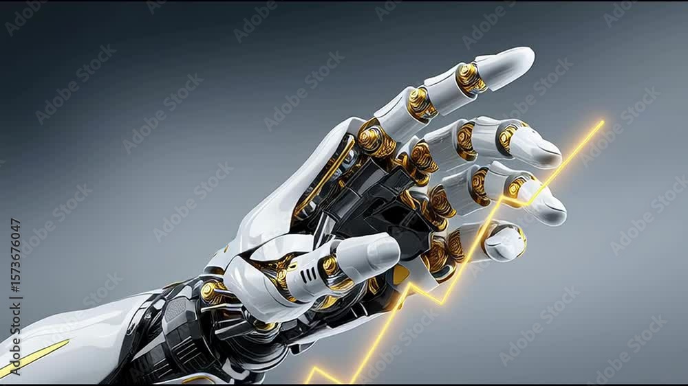 Aufkleber energetic robot in a jumping pose symbolizing dynamic innovation and future opportunities in busines