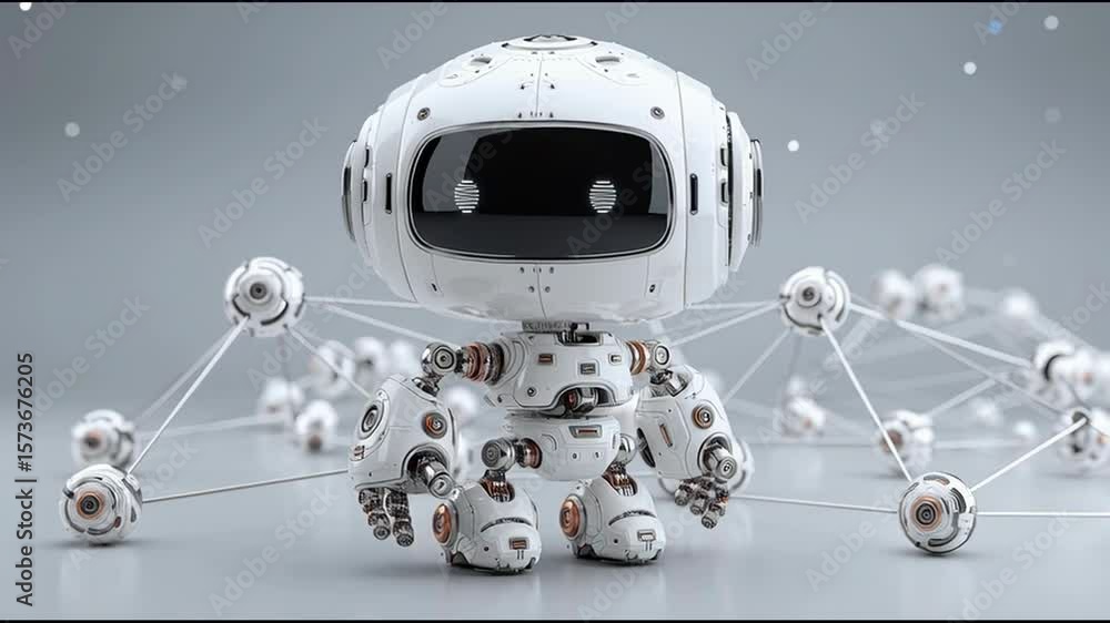 Poster advanced robot equipped with camera enabling enhanced commerce networking and data capture for busin