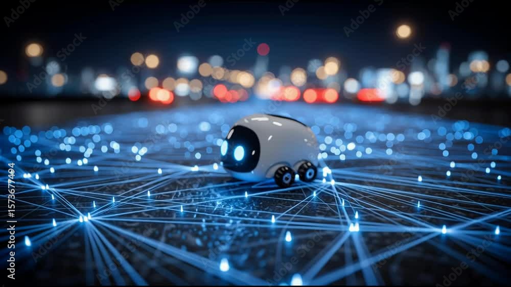 Poster high-tech camera positioned on a network symbolizing the convergence of ai and modern communication 