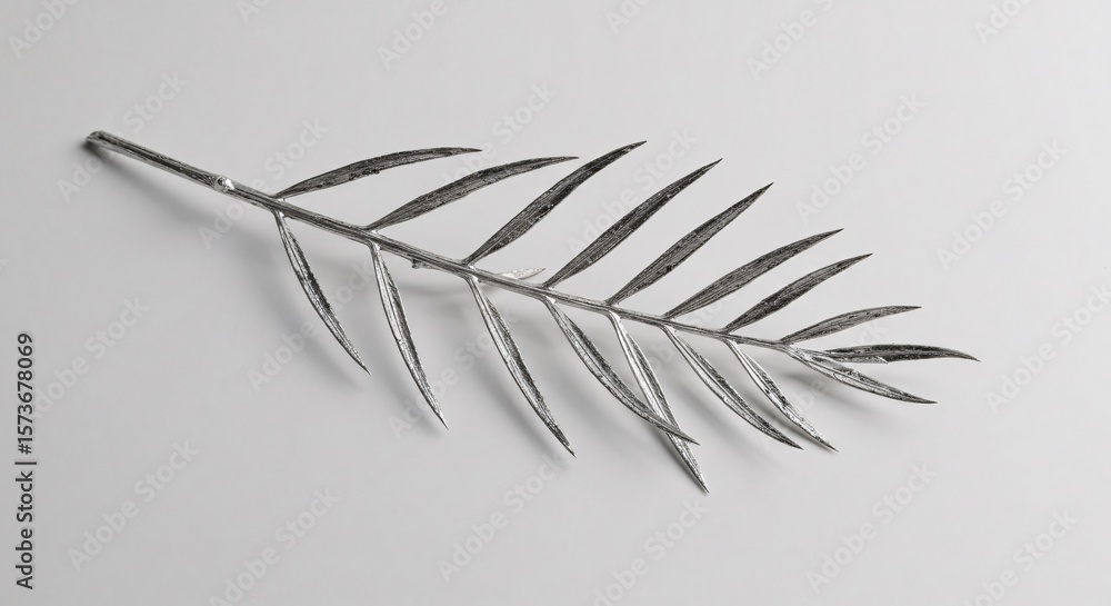 Aufkleber elegant metallic palm leaf casting a soft shadow on a neutral background surface