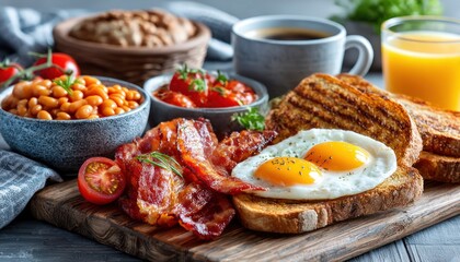 Full English breakfast spread