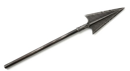 A metal spear with an arrowhead isolated on white background