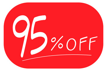 赤い背景の手描きの「95%OFF」のアイコン