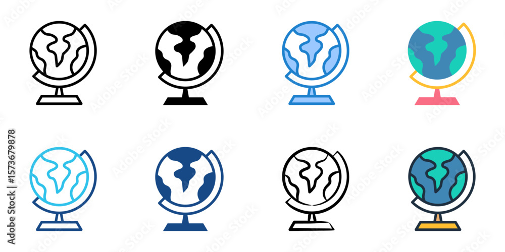Poster geography icon set multiple style collection
