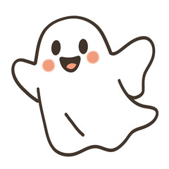 Friendly ghost character in a soft hand-drawn style.