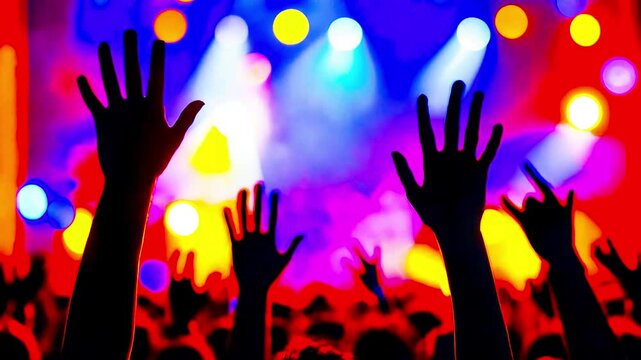 hand crowd concert night show blur light