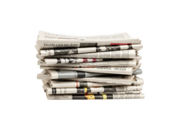 Isolated Stack Of Folded Newspaper Pile With Transparent Background