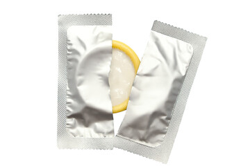 Condom packaging open safe sex protection healthcare product latex contraception sexual health awareness 100