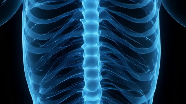 X-ray-style reveal animation with glowing bones