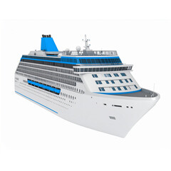 Cruise Ship isolated in 3d cartoon character on white background 