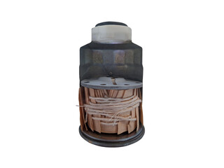 Cross section of imitation fuel oil filter of car engine isolated on white background.
