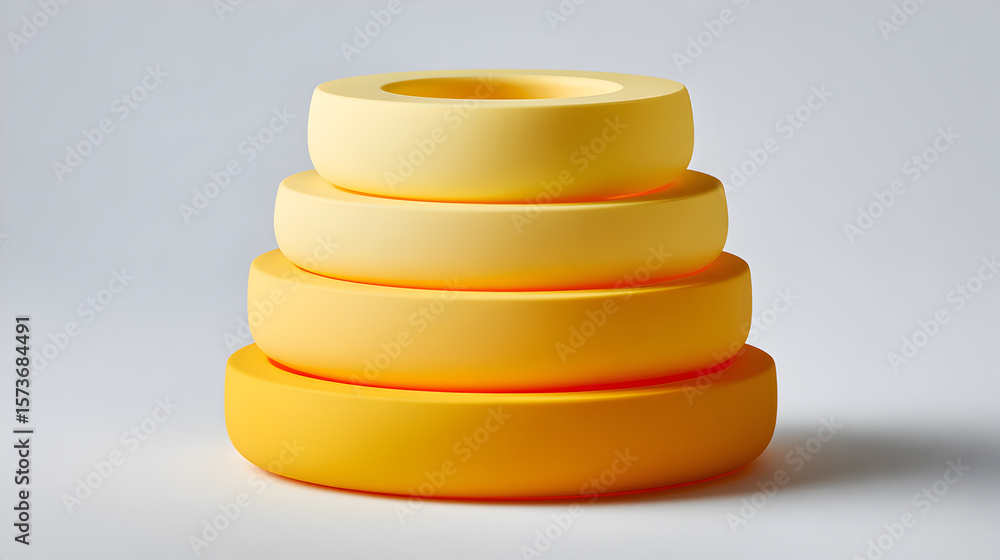 Poster a stylish abstract art, with ring-shaped objects. the gradient colors create a visual contrast and m
