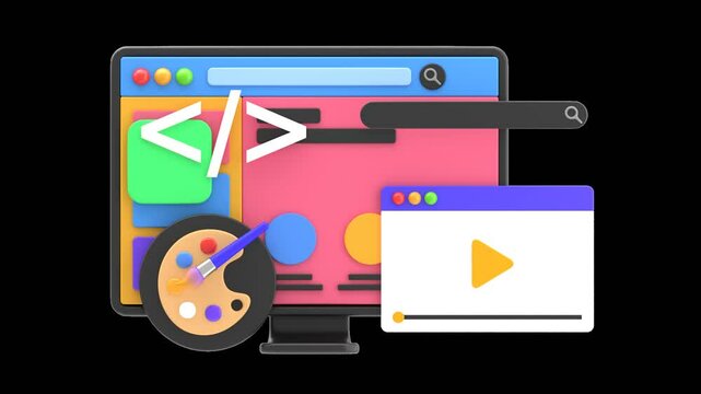 3D Animation of Web Design | Alpha Channel