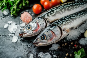 fresh mackerel or sardines in the fish market