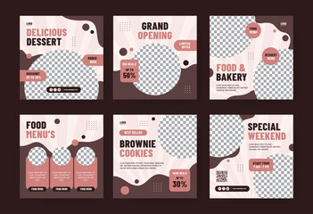 Social media post template. Sweet food and dessert themed vector design for digital promotional needs.