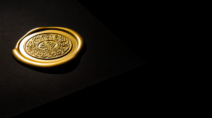 Golden embossed diploma seal with intricate details, symbolizing academic achievement and prestige