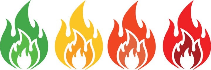 Fire Color Scale of Spiciness from Mild to Extra
