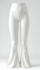 White Bell Bottom Trousers Fashion Apparel on Light Background