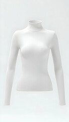 Displaying White Long Sleeve Turtleneck Top on a Clean Background