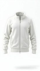 White Jacket with Zipper on Clean Background