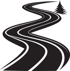 winding road on the road, curved winding road silhouette vector icon