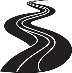 winding road on the road, curved winding road silhouette vector icon