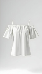 Off Shoulder Top with Straps Fashion Garment in White