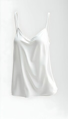 White Satin Tank Top on Light Background for Fashion Apparel