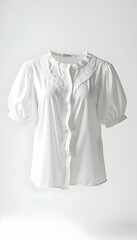Elegant White Blouse with Lace Trim Fashion Apparel