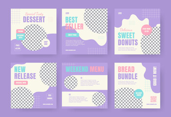 Social media post template. Sweet food and dessert themed vector design for digital promotional needs.