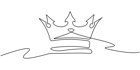 Crown continuous one line drawing and minimalist style isolate outline vector illustration, Continuous one line drawing of king crown vector. Royal crown in single line draw illustration Editable