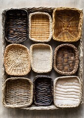107. Woven basket pattern with natural fiber textures