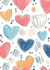 108. Doodle hearts pattern with playful lines