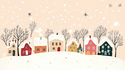 Charming Christmas village set in a winter wonderland.
