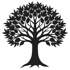 Obraz premium Sycamore tree vector silhouette illustration isolated on white background