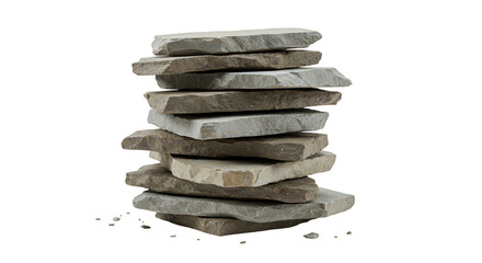 Isolated Stacked Gray Stone Tiles Background Texture Material