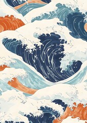 111. Pattern of ocean waves in stylized illustration